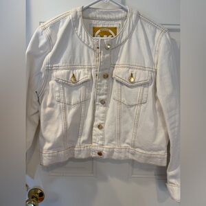 Michael Kors Off-White Denim Jacket with Gold Buttons